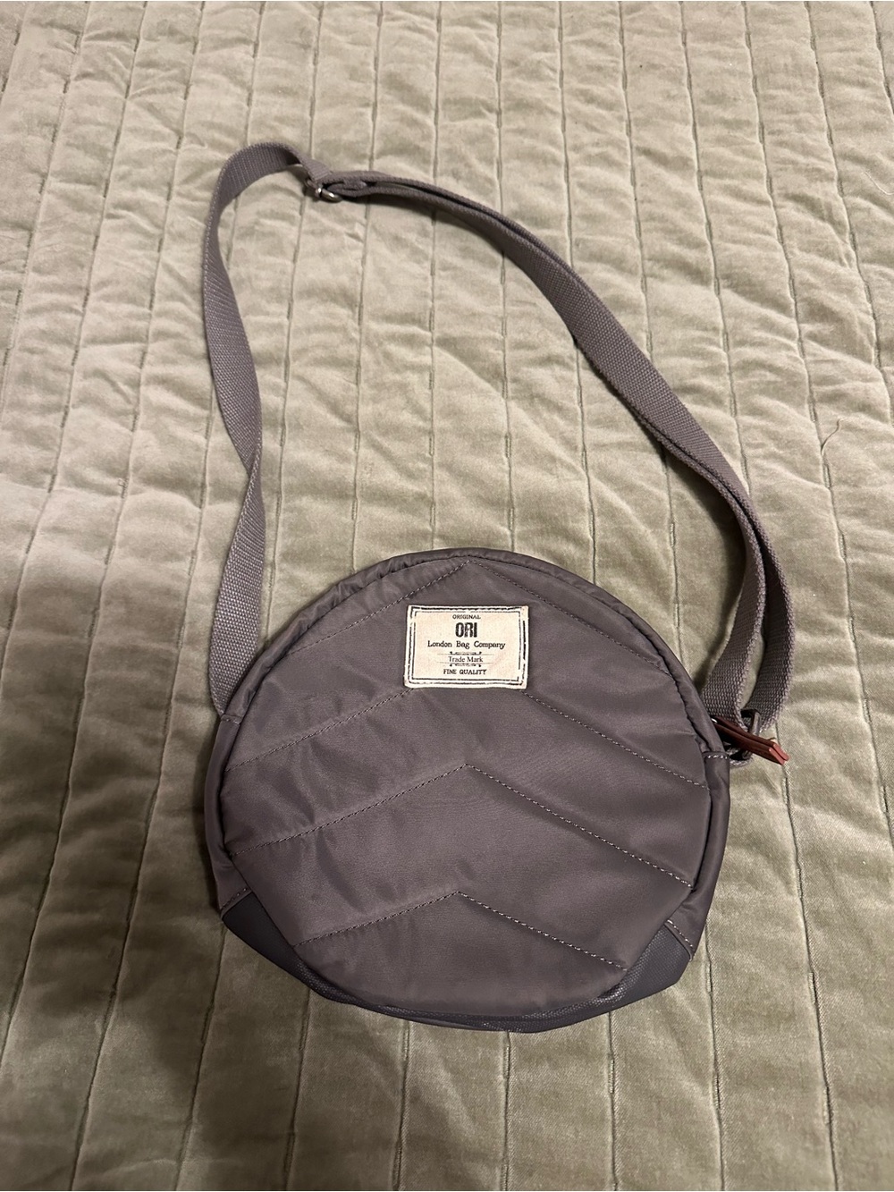 Quilted Round Crossbody Bag in Gray